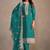 Turquoise organza embroidery work designer salwar suit
