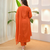 Womens orange rayon straight kurta set hand embroidered festival wear