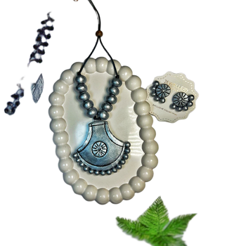 silver painted handmade jewellery necklace set 1