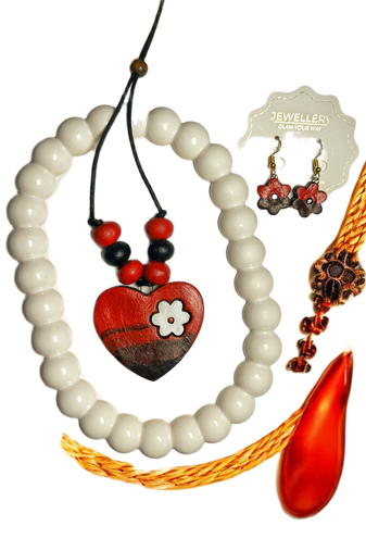 Handmade jewelry set rustic art necklace with earring