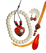 Handmade jewelry set rustic art necklace with earring