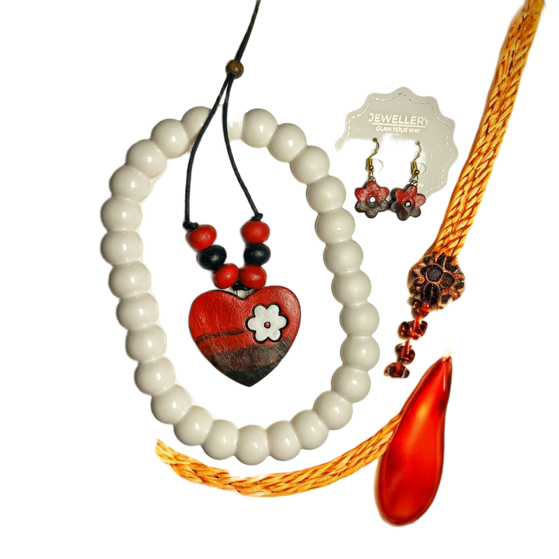 Handmade jewelry set rustic art necklace with earring