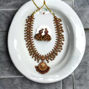 jewellery handmade temple gold set with earrings 1