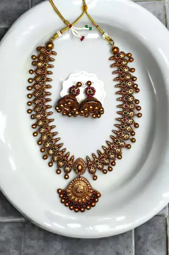 jewellery handmade temple gold set with earrings