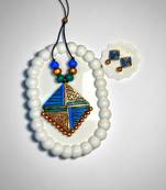 modern tribal pendent and earring handcrafted jewelry set