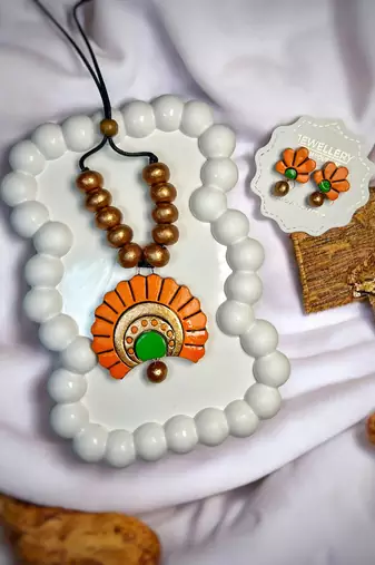 online terracotta modern boho jewelry set necklace and earring