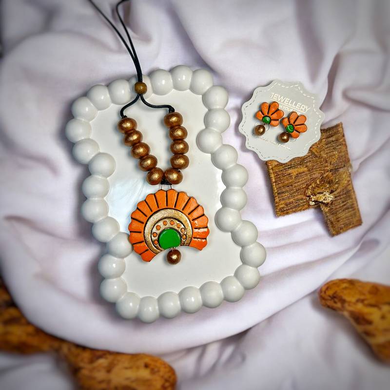 online terracotta modern boho jewelry set necklace and earring