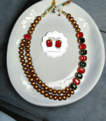 terracotta royal pattern necklace and earring handmade jewelry set
