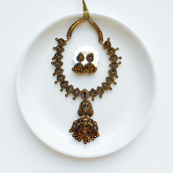 necklace and earring handcrafted temple jewelry set 1