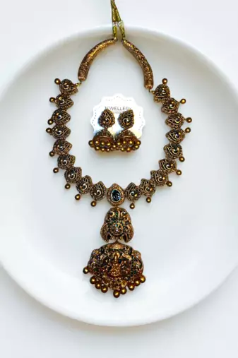 necklace and earring handcrafted temple jewelry set