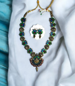 artisan peacock charm necklace and earring handmade jewelry
