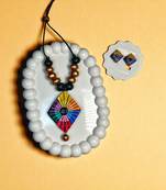handmade kite necklace and earring terracotta geometry jewelry set