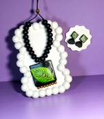 handcrafted leaf pendant set with earrings