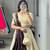 Wine Color Zari Weaving Work With Flower Work On Boarder Paithani Silk Lehenga Choli With Unstitched Blouse