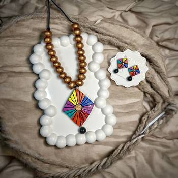 Online terracotta jewelry women boho necklace 1