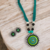 handmade | unison green sun terracotta pendant with earring