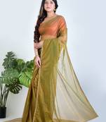 Green plain tissue unstitched blouse piece elegant traditional saree