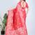 Red printed silk unstitched blouse piece elegant traditional saree