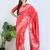 Red printed silk unstitched blouse piece elegant traditional saree