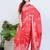 Red printed silk unstitched blouse piece elegant traditional saree