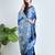 Blue printed silk unstitched blouse piece elegant traditional saree