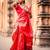 Red woven silk unstitched blouse piece elegant traditional saree