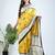 Yellow printed silk unstitched blouse piece elegant traditional saree