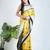 Yellow printed silk unstitched blouse piece elegant traditional saree