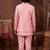 Boys blush pink cotton silk geometric embroidered sherwani set with jacket & necklace