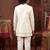 Boys off white cotton silk geometric embroidered sherwani set with jacket & necklace