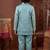 Boys dusty teal satin chevron sequined sherwani set with jacket & necklace