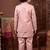 Boys rose pink satin chevron sequined sherwani set with jacket & necklace