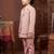 Boys rose pink satin chevron sequined sherwani set with jacket & necklace
