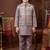 Boys mauve satin embroidered kurta pant set with waistcoat & necklace