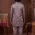Boys mauve satin embroidered kurta pant set with waistcoat & necklace