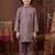 Boys mauve satin embroidered kurta pant set with waistcoat & necklace