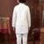 Boys white satin embroidered kurta pant set with waistcoat & necklace