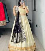 Purple Color Zari Weaving Work Paithani Silk Lehenga Choli With Unstitched Blouse