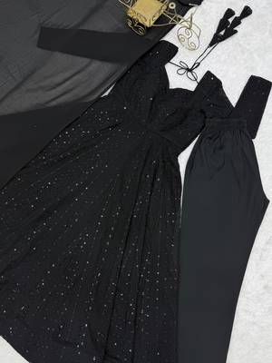 Gorgeous Black Sequins Georgette Evening Wear Anarkali Pant Suit 8