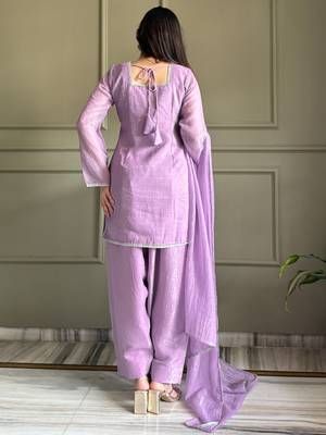 Lovable Lavender Swarovski Work Silk Festive Wear Salwar Suit 8