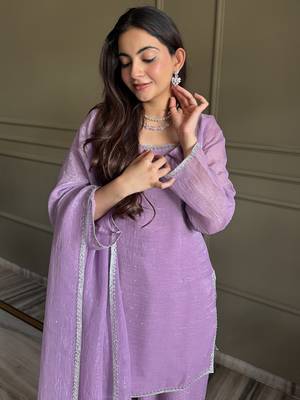 Lovable Lavender Swarovski Work Silk Festive Wear Salwar Suit 9