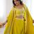 Stylish Yellow Sequins Crepe Indo-Western Drape Lehenga Set With Shrug