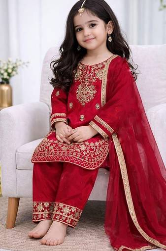 Designer party wear look kids top salwar & dupata