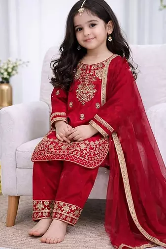 Designer party wear look kids top salwar & dupata