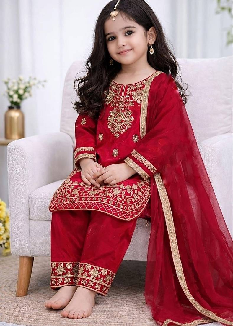 Designer party wear look kids top salwar & dupata