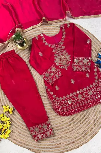Designer party wear look kids top salwar & dupata