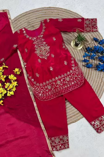 Designer party wear look kids top salwar & dupata