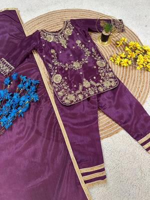 Premium chinon silk wedding kids kurta set 2