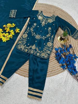 Premium chinon silk wedding kids kurta set 2