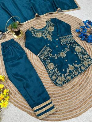 Premium chinon silk wedding kids kurta set 4